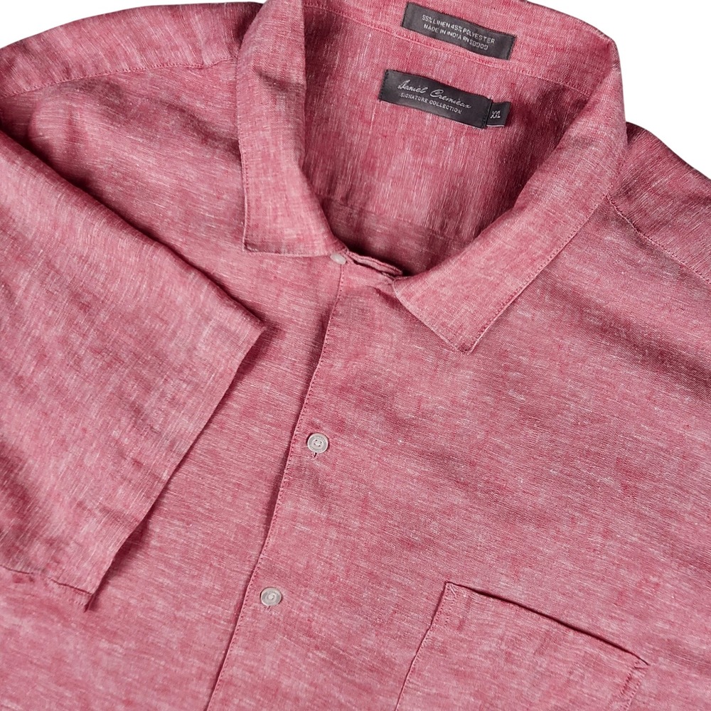 Daniel‎ Cremieux Signature Collection Red Linen Blend SS Button Up Shirt XXL